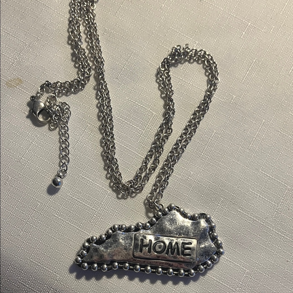 Silver 'HOME' State Pendant Necklace